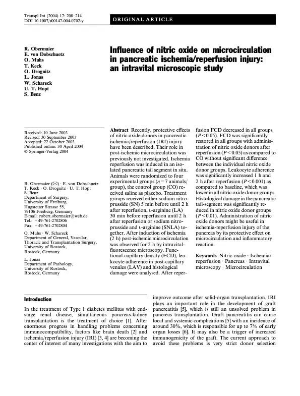 Influence of Nitric oxide on Microcirculation