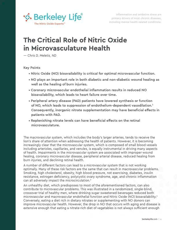 Critical Role of Nitric Oxide in Microvasculature Health